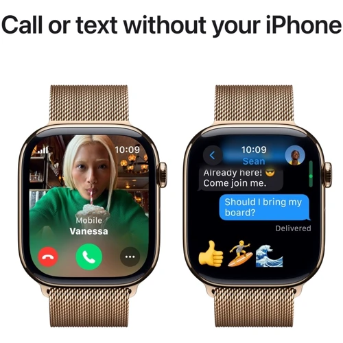 Apple Watch Series 10 42mm GPS + Cellular Gold Titanium Case with Gold Milanese Loop (MX083)
