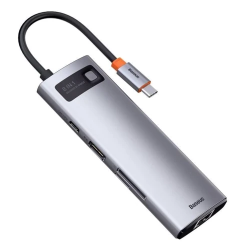 Адаптер Baseus Adapter USB-C to 3xUSB3.0+HDMI+RJ45+USB-C+TF+SD Gray (CAHUB-CV0G): Інтерфейс підключення USB-C