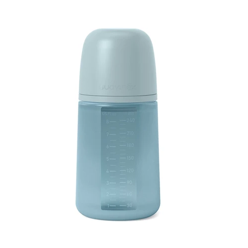 Бутылочка силиконовая Suavinex Colour Essence физиологическая соска средний поток 240 мл синяя (308071): Возраст с 3-х месяцев