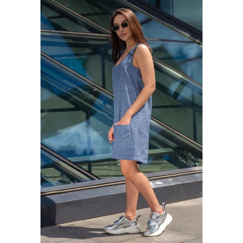 Комбинезон FLFashion Гавана ФКГ 3052 XXL-3XL синий: Состав Лен