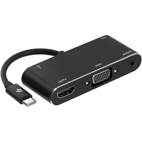 Адаптер 2E Adapter USB-C to USB-C+Mini-jack 3.5+HDMI+VGA Black (2E-W1408)