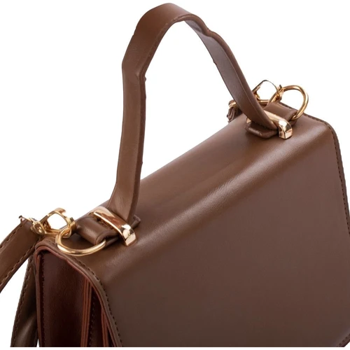 Женская сумка-сэтчел Valiria Fashion коричневая (4DETBI2232-10): Фактура Матовая, Гладкая