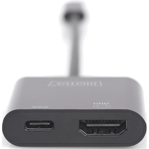 Адаптер Digitus Adapter USB-C to HDMI+USB-C Black (DA-70856): Додаткові роз'єми USB-C, HDMI