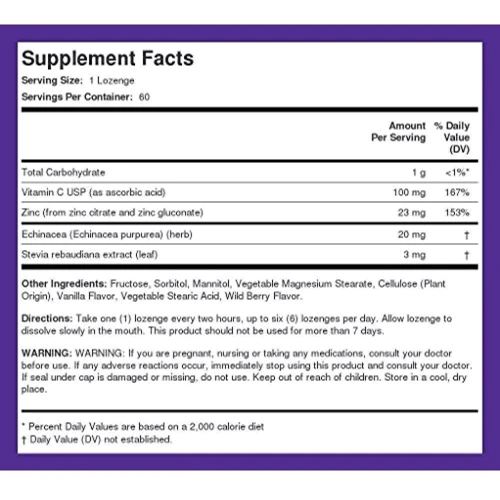 Puritan's Pride Quick Dissolve Vitamin C 60 mg with Zinc Mixed Berry-60 Tablets: Форма выпуска Таблетки