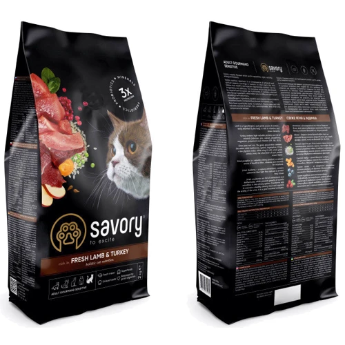 Сухой корм Savory для кошек с чувствительным пищеварением со свежим мясом ягненка и индейки, 2 кг (4820232630082): Тип Сухой корм