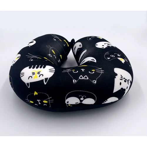 Подушка SoundSleep рогалик 30x30 см черно-белые коты (653590749356): Тип Дорожная подушка