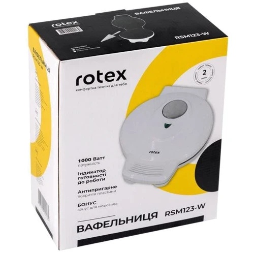Вафельница Rotex RSM123-W: Количество отделений / кусочков 1 / 2