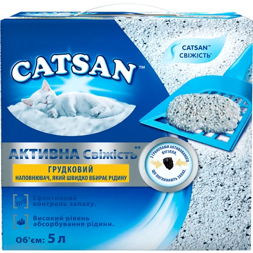 Наполнитель для кошачьего туалета Catsan Active Fresh комкующийся 4.4 кг 5 л (4008429134289): Вид Глиняный