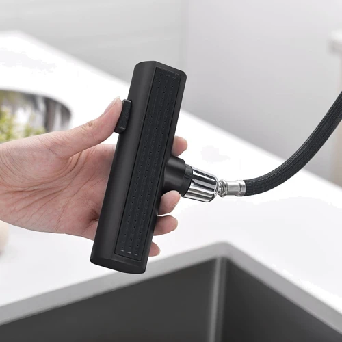 Смеситель для кухни Lefton Waterfall & Pull-Out Kitchen Faucet with Temperature Display-KF2209 Matt Black: Вес, кг 2.5