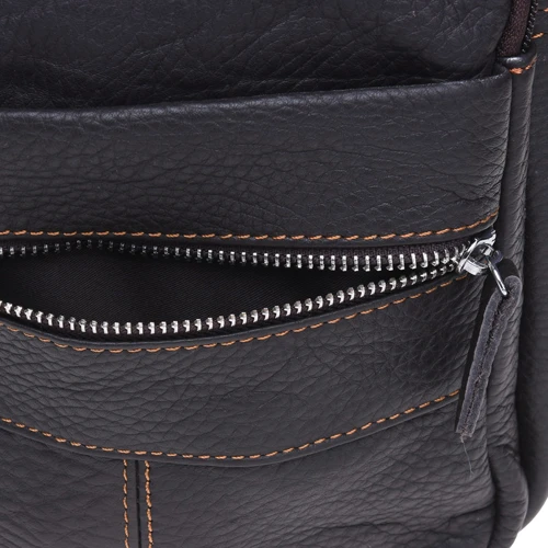Мужская сумка через плечо Borsa Leather коричневая (K11020-brown): Застежка Молния
