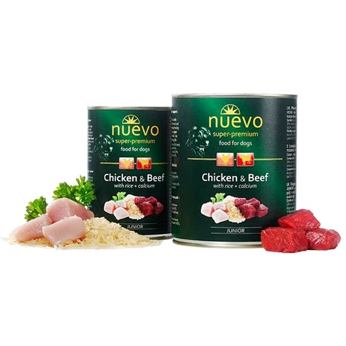 Влажный корм Nuevo Junior для щенков с курицей, говядиной и рисом + кальций 400 г (95013 (409))