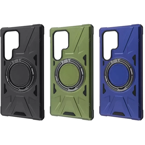 Чехол для телефонов WAVE Iron Grip with Magnetic Ring Blue for Samsung S928 Galaxy S24 Ultra: Пленка в комплекте нет