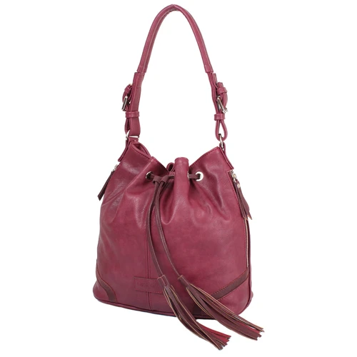 Женская сумка бакет-бэг Laskara бордовая (LK10194-plum): Стиль Повседневный (Casual)
