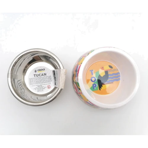 Миска Croci MILAMINE TUCAN для собак з нержавіючої сталі змінна чаша 0.21 л 24 см (C6059226): Особливості Противоскользящее основание