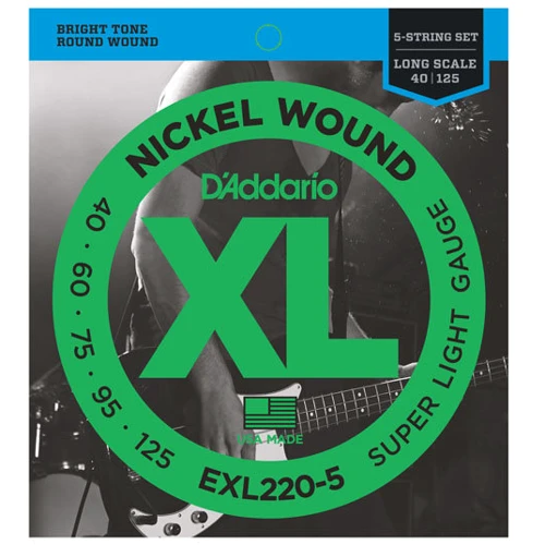 Струна для гитар Струны D`ADDARIO EXL220-5 XL SUPER LIGHT 5 STRING 40-125