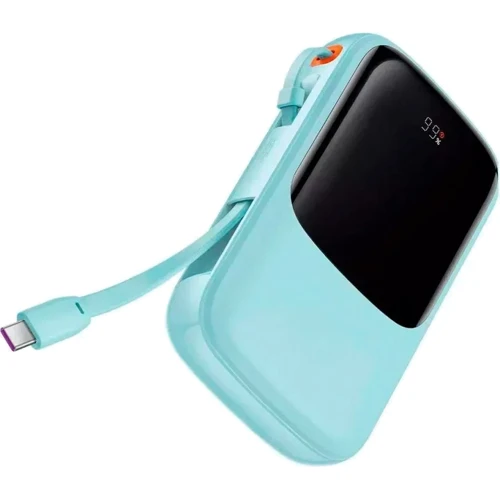 Внешний аккумулятор Baseus Power Bank 10000mAh Qpow Digital Display with Cable USB-C 15W Blue (PPQD050003)