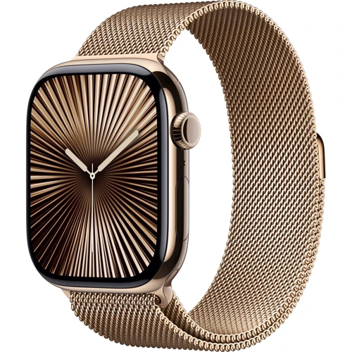 

Apple Watch Series 10 46mm GPS+LTE Gold Titanium Case with Gold Milanese Loop - M/L (MX003)