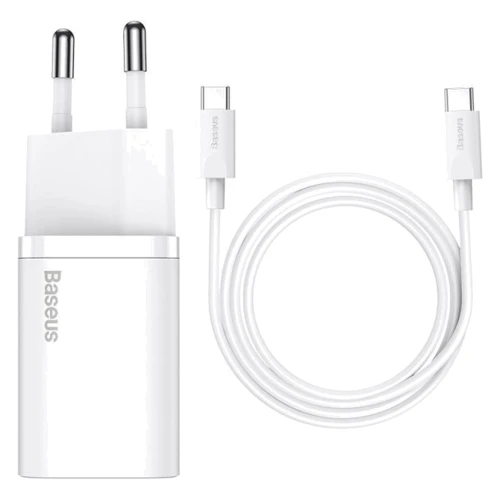 Зарядний пристрій Baseus USB-C Wall Charger Super Si 25W White with Cable USB-C to USB-C (TZCCSUP-L02)