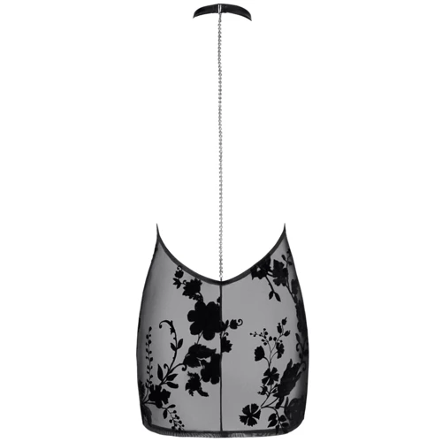 Платье Noir Handmade F313 Mythos mini flocked mesh dress with jewelry rhinestone chain Вlack, 3XL