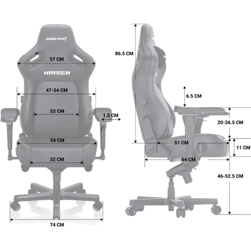 Кресло игровое Anda Seat Kaiser 4 Dark Grey Fabric Size XL (AD12YDDC-XLL-20-GB-CF) фото 18