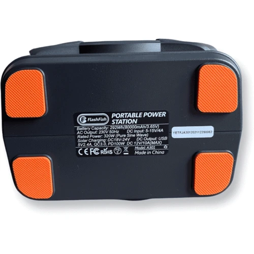 Зарядна станція FlashFish 80000mAh 320W (A301): Роз'єми для підзарядки Заряджання від сонячної панелі, Заряджання від мережі