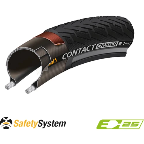 Покрышка Continental CONTACT Cruiser Reflex, 28"x2.20, 55-622, Wire, SafetySystem Breaker, 1025 г, черный (101519): Тип покрышки Полуслик
