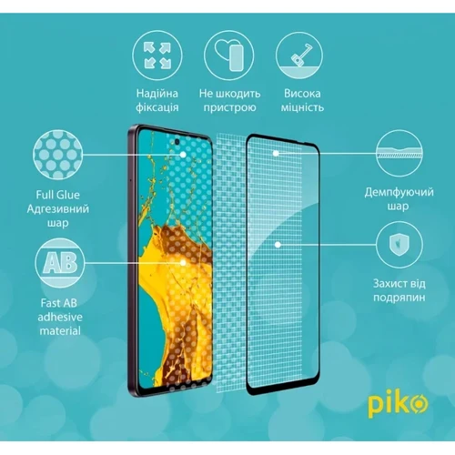 Piko Tempered Glass Full Glue Black for Oppo A3x: Материал стекло