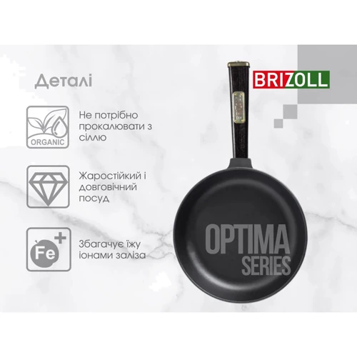 Сковорода с крышкой Brizoll Оптима 280х60 (O2860-P1-C): Материал корпуса чугун