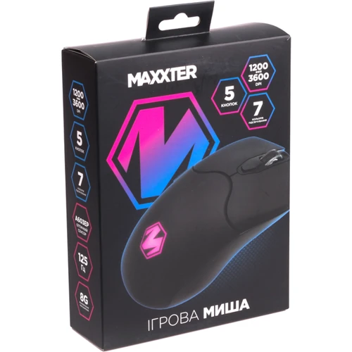 Мышь Maxxter McG-6B-I603: Максимальное разрешение сенсора, dpi 3600