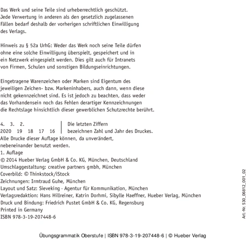 Übungsgrammatik für die Oberstufe. Deutsch als Fremdsprache: Производитель Hueber
