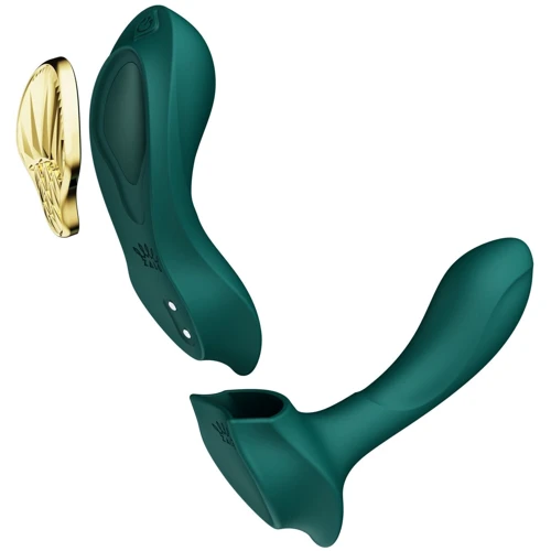 Смартвибратор в трусики Zalo - AYA Turquoise Green, насадка и пульт ДУ