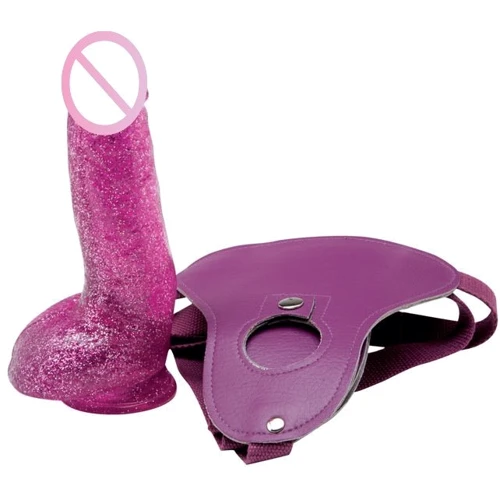 Страпон TLC Bree Olson Glitter Glam Strap-On Harness and Dong, 13x4.1 см