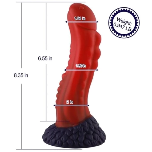 Фалоімітатор-насадка Hismith 8.35" Curved Silicone Dildo Red Monster Series