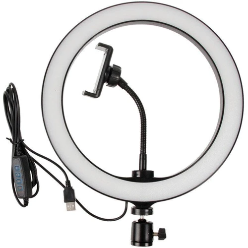 Кільцева лампа M-126 26см з власником, без підставки Чорний