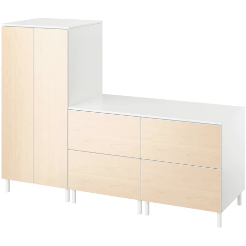 Гардероб ІКЕА Smastad/Platsa 180х57х133 см з 2 комодами біла береза (494.850.29)