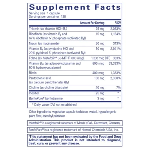 Комплекс витаминов группы B Pure Encapsulations PureGenomics B-Complex 120 капсул: Тип Витамин B