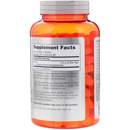 Аминокислота для спорта NOW Foods AAKG 3500, 180 Tablets: Вкус Без вкуса