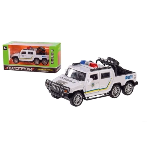 Машина металлическая Автопром 1:32 Hummer Pickup-Police белая, свет, звук (6626P): Тип Готовая модель
