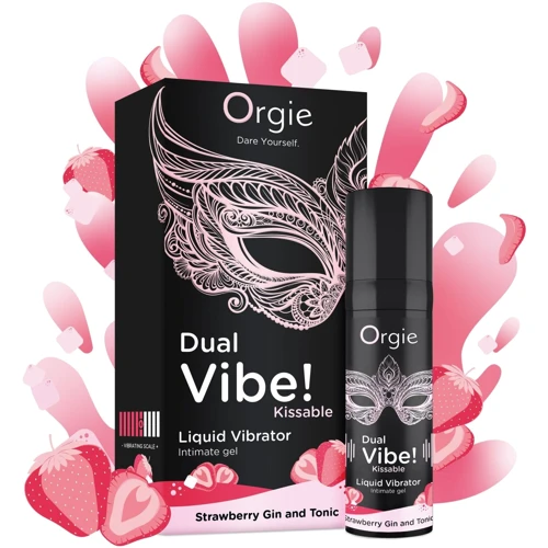 Жидкий вибратор Orgie Dual Vibe! Strawberry Gin & Tonic Kissable Liquid Vibrator, 15 мл