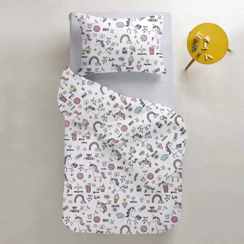 Комплект постельного белья Cosas Unicorn Sweet Grey подростковый на резинке 155х215 см (UnicornSweet_El_Grey_155)