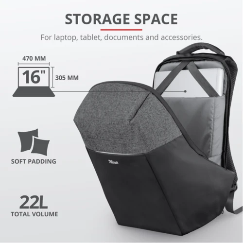 Сумка для ноутбука Trust 16" Backpack Nox Anti-Theft Black фото 9