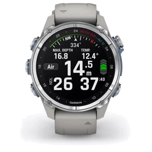 Смарт-годинник Garmin Descent Mk3 43mm Stainless Steel with Fog Grey Silicone Band (010-02753-04): Матеріал корпуса нержавеющая сталь
