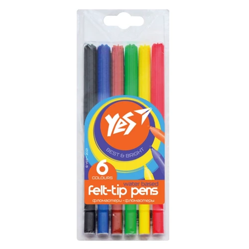 Фломастери YES Erudite 6 кольорів (650458)