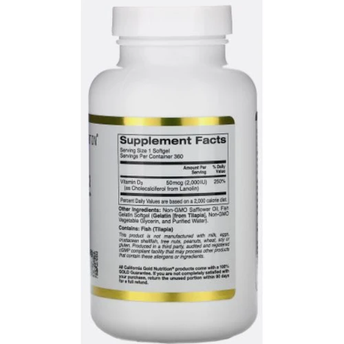 California Gold Nutrition Vitamin D3 Вітамін Д3 50 мкг 2000 МО 360 м'яких капсул: Тип Витамин D