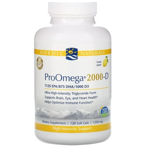 Nordic Naturals ProOmega-D 1250 mg Омега-3 + витамин D-3 вкус лимон 120 мягких капсул