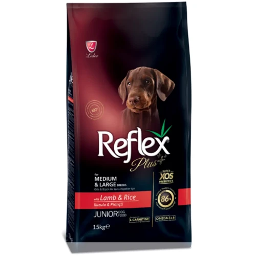 Сухой корм Reflex Plus Adult Dog Food with Lamb & Rice for Medium & Large Breeds для щенков средних и больших пород с ягненком и рисом 15 кг (RFX-202)