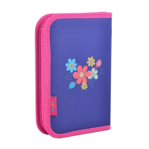 Пенал твердый одинарный Flowers blue, 20.5x13x3.2 (531656): Количество отделений 1