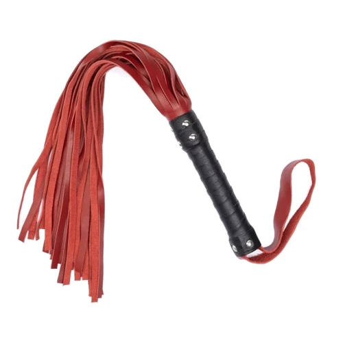 Флоггер из натуральной кожи Flirty Leather - Black & Red, BG-00004