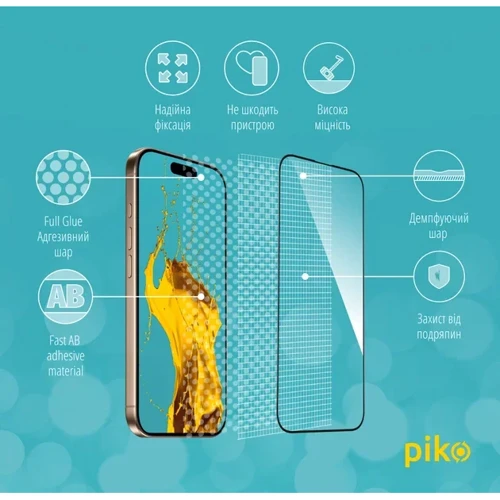 Захисне скло для iPhone Piko Tempered Glass Full Glue Black для iPhone 16 Pro Max: Колір черный