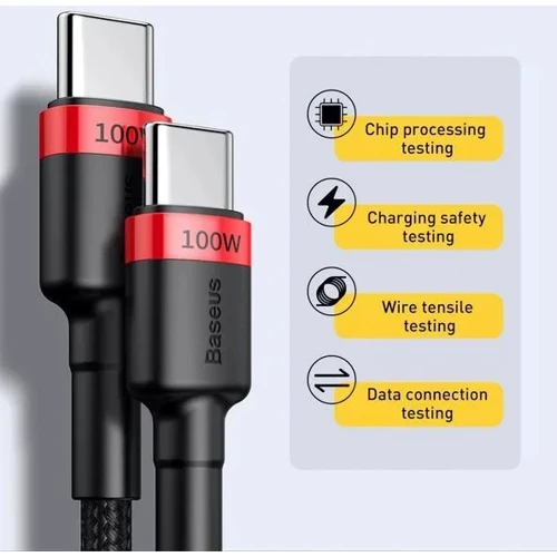 Кабель Baseus Cable USB-C to USB-C Cafule PD2.0 100W 1m Gray/Black (CATKLF-DLG1) фото 5